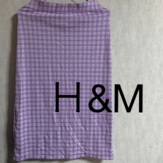 Ｈ&M ギンガムチェック ニットスカート パープル(その他)