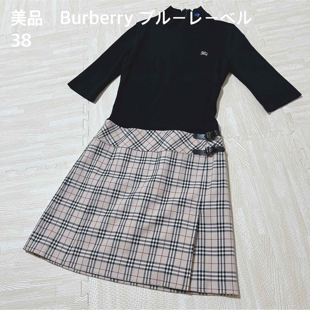 ★美品★Burberryブルーレーベル　ノバチェック　七分袖ワンピース38サイズ