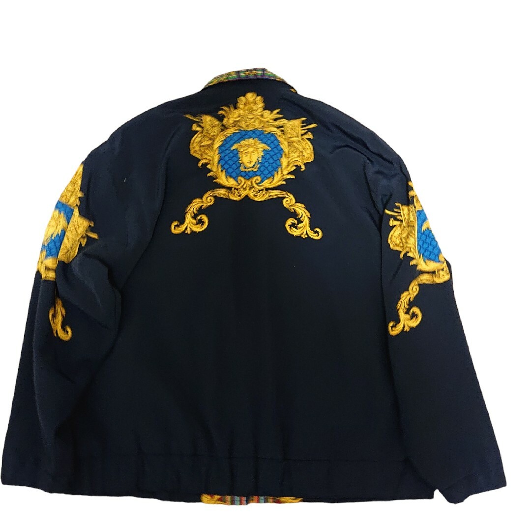 VINTAGE(ヴィンテージ)のヨーロピアン スカーフ柄 総柄 ジャケット ネイビー ゴールド メンズのジャケット/アウター(ブルゾン)の商品写真