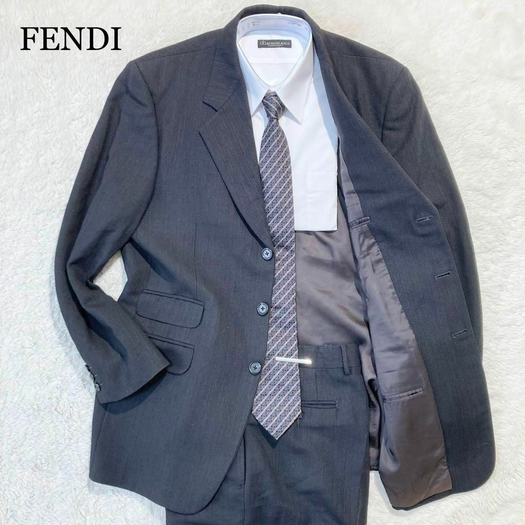 FENDI(フェンディ)の【極美品】FENDI フェンディ スーツ ブラック 黒 50R XL メンズのスーツ(セットアップ)の商品写真