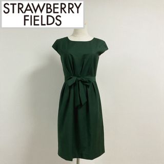 ストロベリーフィールズ(STRAWBERRY-FIELDS)のストロベリーフィールズ ウエストリボンワンピース グリーン(ひざ丈ワンピース)