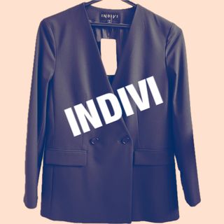 インディヴィ(INDIVI)の未使用☆INDIVI インディヴィ　スーツ  ノーカラーダブルジャケット(スーツ)