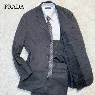 【未使用級】PRADA プラダ スーツ グレー チェンジポケット 総裏 52