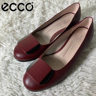 エコー(ECCO)の未使用品 ecco エコー 本革 レザー パンプス フラットシューズ 22.5(ハイヒール/パンプス)