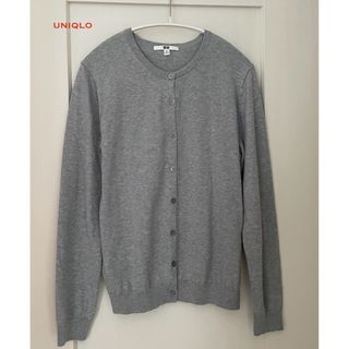 ユニクロ(UNIQLO)のUNIQLO クルーネックカーディガン　XL グレー(カーディガン)