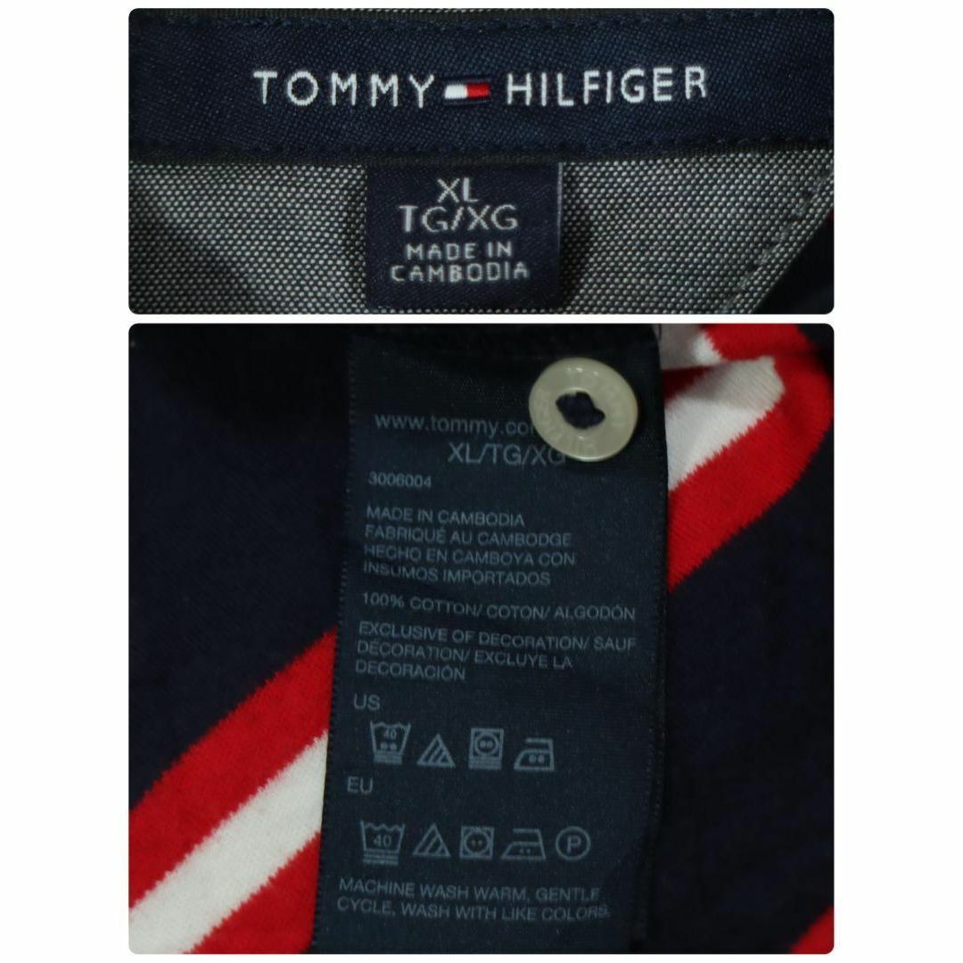 TOMMY HILFIGER(トミーヒルフィガー)の【US古着◎送料無料】トミーヒルフィガー 刺しゅうロゴ ボーダーポロシャツ XL メンズのトップス(ポロシャツ)の商品写真