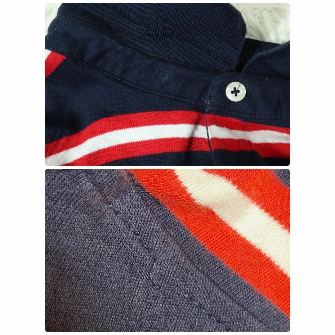 TOMMY HILFIGER(トミーヒルフィガー)の【US古着◎送料無料】トミーヒルフィガー 刺しゅうロゴ ボーダーポロシャツ XL メンズのトップス(ポロシャツ)の商品写真