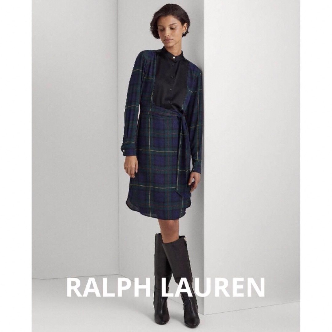 POLO RALPH LAUREN(ポロラルフローレン)の新品　RALPH LAUREN ラルフローレン　チェック　ワンピース　ドレス　4 レディースのワンピース(ひざ丈ワンピース)の商品写真