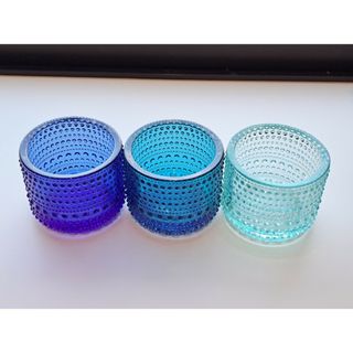 イッタラ(iittala)のiittala　カステヘルミキャンドルホルダー　ブルー系3個セット(置物)