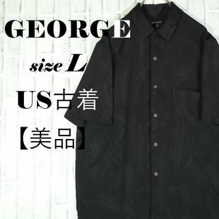 【US古着◎】GEORGE ボタニカル柄 ポリシャツ 長袖シャツ L(シャツ)