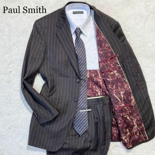 Paul Smith - 【未使用級】ポールスミス オーダースーツ　ブラウン ストライプ 花柄 L XL