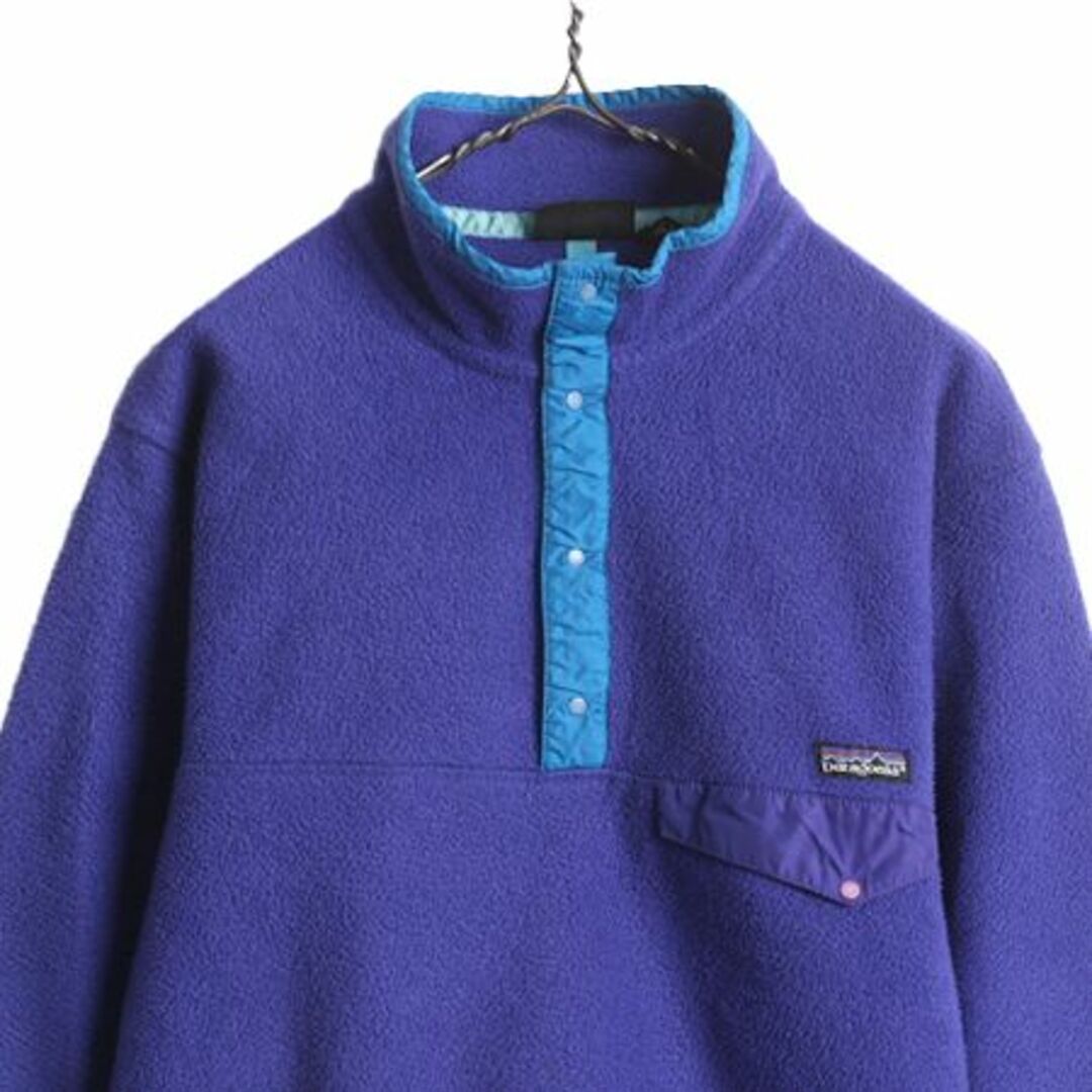 patagonia(パタゴニア)の90s 92年製 パタゴニア フリース スナップT メンズ M 90年代 オールド Patagonia プルオーバー ジャケット ブルゾン アウトドア 旧タグ 青 メンズのジャケット/アウター(ブルゾン)の商品写真