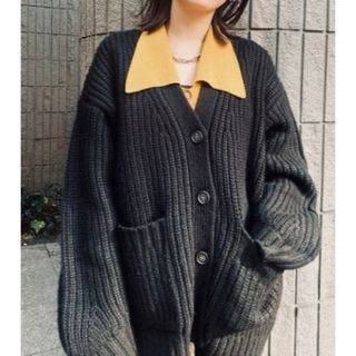 マウジー(moussy)のmoussy【M_】LOOSE KNIT カーディガン　ブラック(ニット/セーター)