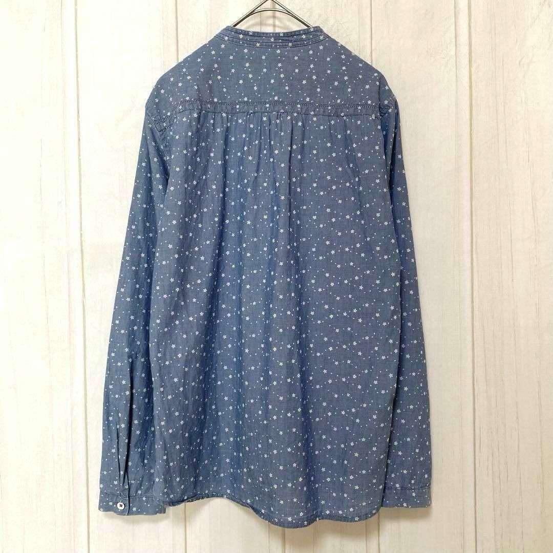 UNIQLO(ユニクロ)のst569 イネス ユニクロ 長袖シャツ トップス 小花柄 総柄 ブルー レディースのトップス(シャツ/ブラウス(長袖/七分))の商品写真