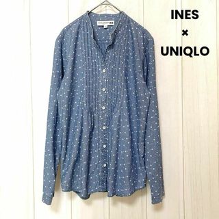 ユニクロ(UNIQLO)のst569 イネス ユニクロ 長袖シャツ トップス 小花柄 総柄 ブルー(シャツ/ブラウス(長袖/七分))