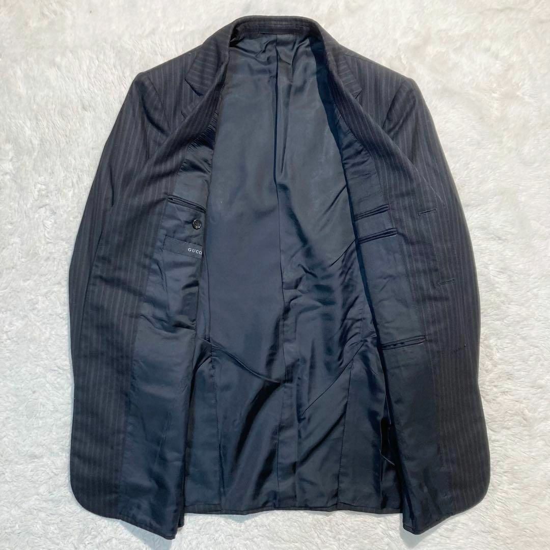 Gucci(グッチ)の【未使用級】GUCCI グッチ スーツ ブラック 黒 ストライプ 44/46 メンズのスーツ(セットアップ)の商品写真