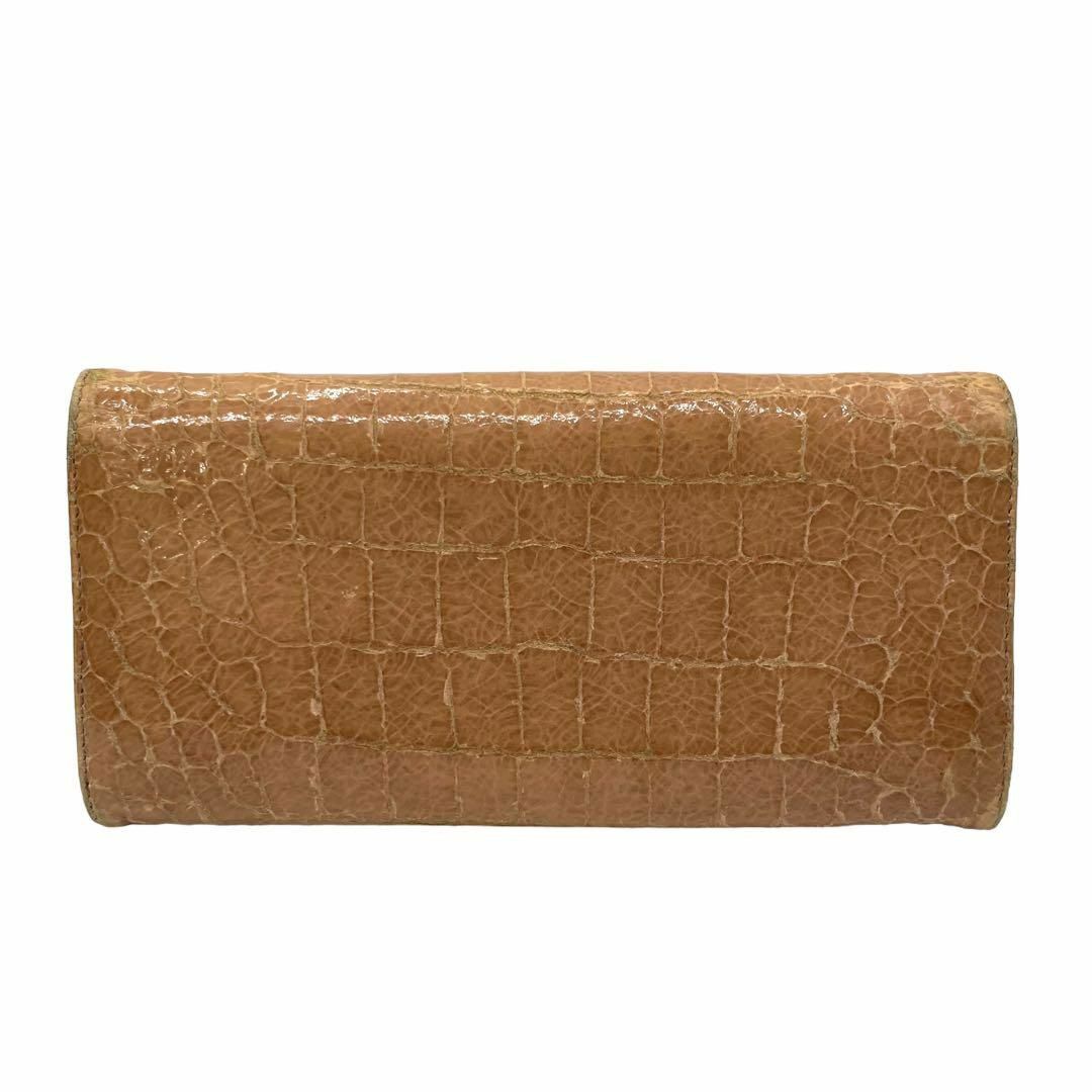 miumiu(ミュウミュウ)のmiumiu ミュウミュウ w2 長財布 クロコダイル 型押し ベージュ 折財布 レディースのファッション小物(財布)の商品写真