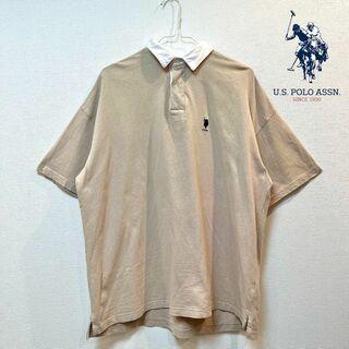 ユーエスポロアッスン(U.S. POLO ASSN.)のU.S. POLO ASSN. 別注ロゴ刺繍ビッグシルエット ラガーシャツ 薄茶(Tシャツ/カットソー(半袖/袖なし))