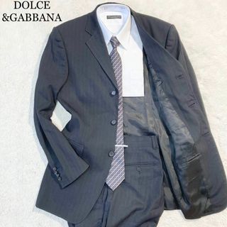 ドルチェアンドガッバーナ(DOLCE&GABBANA)の【極美品】ドルチェアンドガッバーナ スーツ ブラック 黒 ストライプ 46 M(セットアップ)