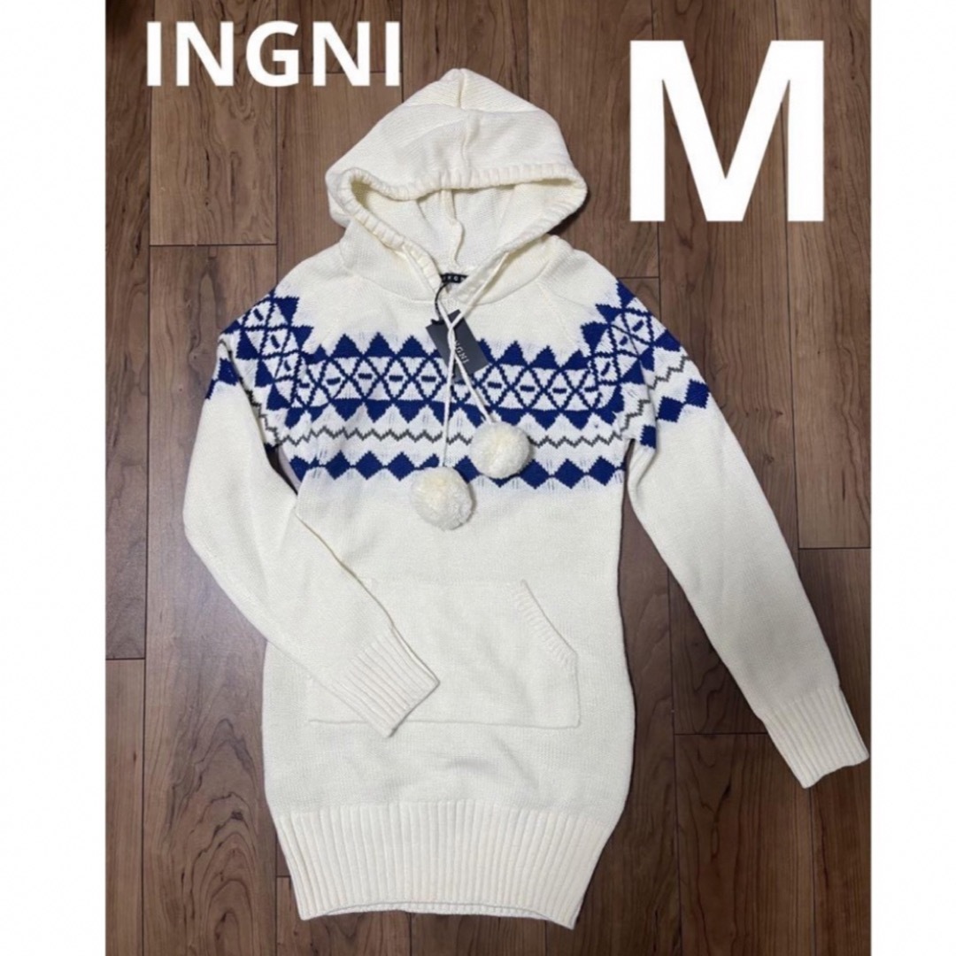 INGNI(イング)のイング　トップス　ホワイトブルー レディースのトップス(ニット/セーター)の商品写真