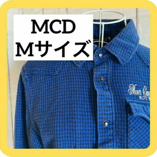 エムシーディーマシン(M.C.D MACHINE)の《 SALE》MCD Mサイズ　ネルシャツ　前あき　ユニセックス　ブルー　千鳥柄(シャツ)
