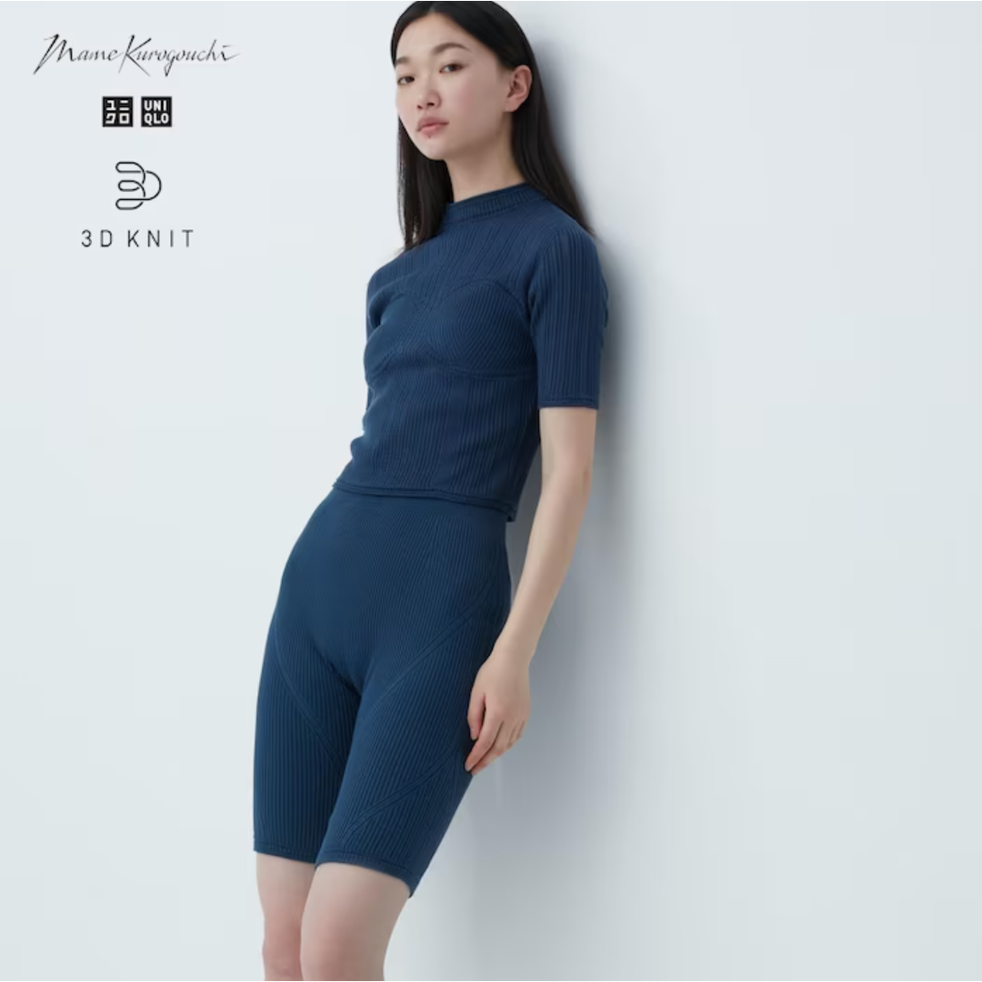 UNIQLO(ユニクロ)のユニクロ 3D リブショートパンツ　毛糸 ニット　M L マメ クロゴウチ レディースのレッグウェア(その他)の商品写真