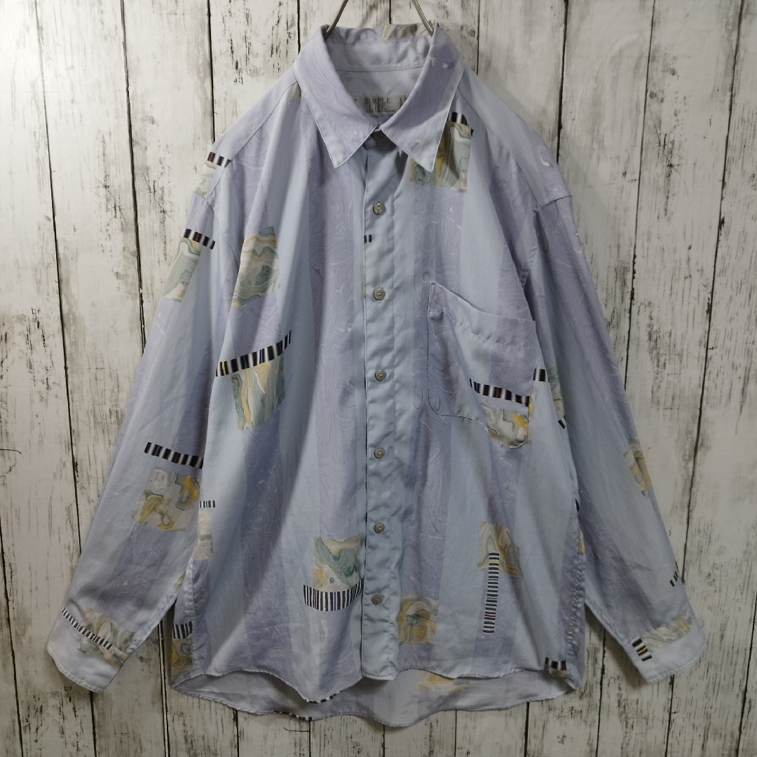 SIMPLE LIFE(シンプルライフ)の【SiMPLE LiFE】Patterned Drape Shirt　D464 メンズのトップス(シャツ)の商品写真