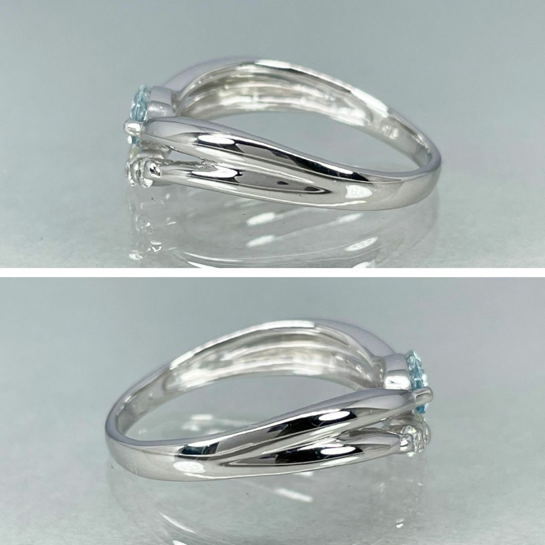 K18WG 天然アクアマリン 天然ダイヤモンド 0.13ct リング レディースのアクセサリー(リング(指輪))の商品写真