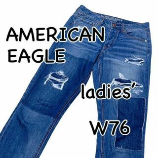 アメリカンイーグル(American Eagle)のアメリカンイーグル TOMGIRL ダメージ加工 リペア加工 US2 SHORT(デニム/ジーンズ)