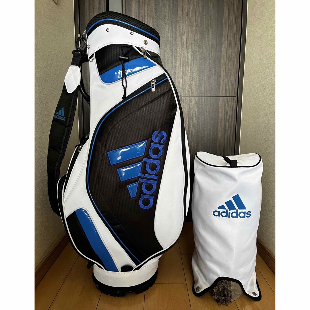 adidas(アディダス)の専用　美品adidas アディダス キャディバッグ ゴルフバック ホワイト&青 スポーツ/アウトドアのゴルフ(バッグ)の商品写真