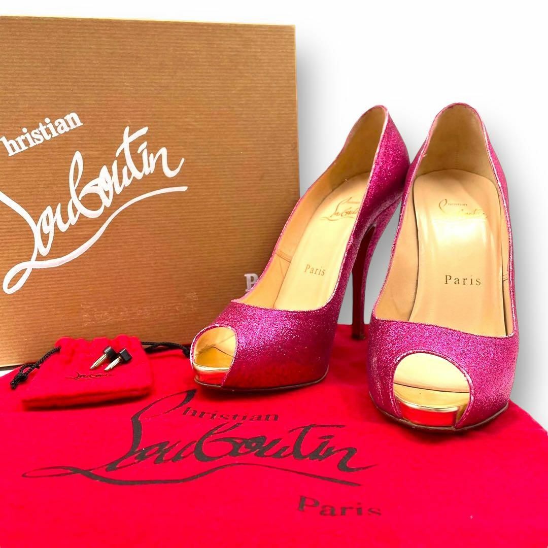 Christian Louboutin(クリスチャンルブタン)の美品 付属品完備 クリスチャンルブタン パンプス ヒール 総ラメ 22㎝ レディースの靴/シューズ(ハイヒール/パンプス)の商品写真