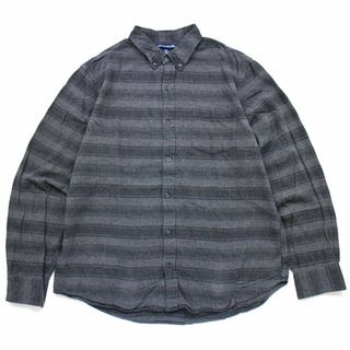 オールドネイビー(Old Navy)のOLD NAVYオールドネイビー ラグ柄 ボタンダウン コットン ライトネルシャツ XL★34 ボーダー エスニック サーフ ビッグサイズ(シャツ)