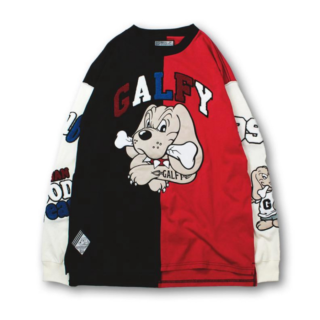 GALFY(ガルフィー)のGALFY (ガルフィー) クレイジーわんわん大学ロンTee BLACK×RED メンズのトップス(Tシャツ/カットソー(七分/長袖))の商品写真
