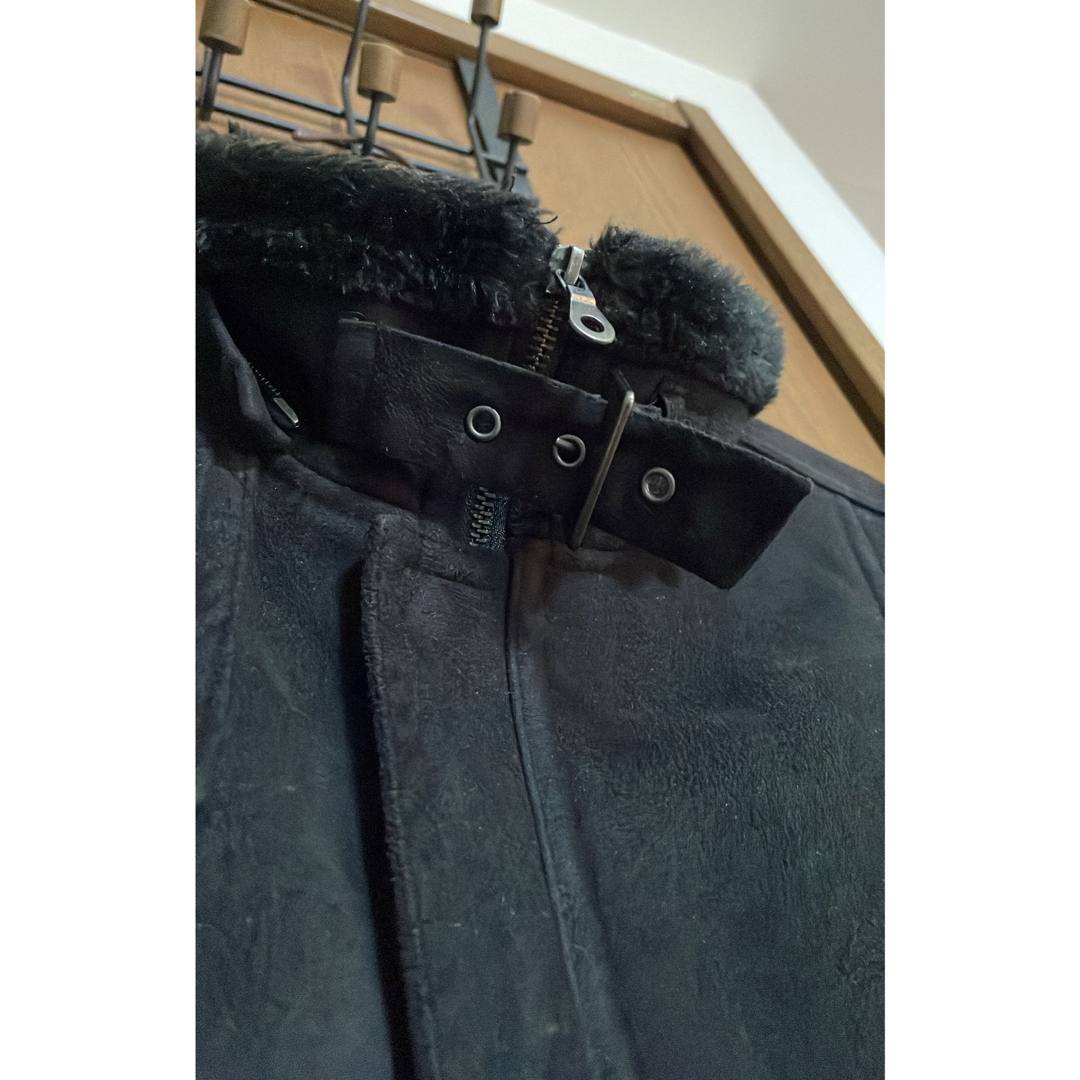 古着　ブラック　コート　ベルト　ファー付きコート メンズのジャケット/アウター(モッズコート)の商品写真