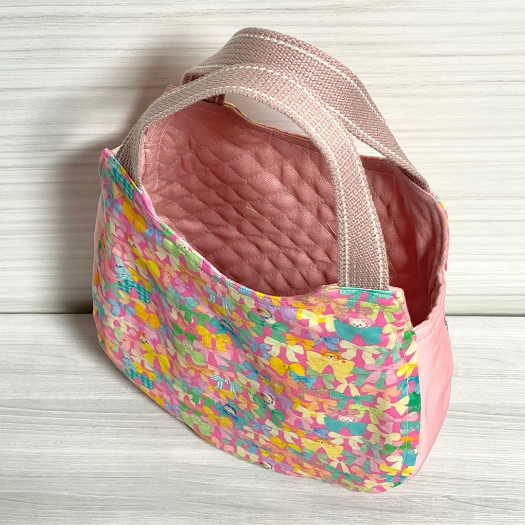 ふわコロエッグバッグ　ユキエモン　リボンコレクター/ピンク　マチ付 ハンドメイドのファッション小物(バッグ)の商品写真