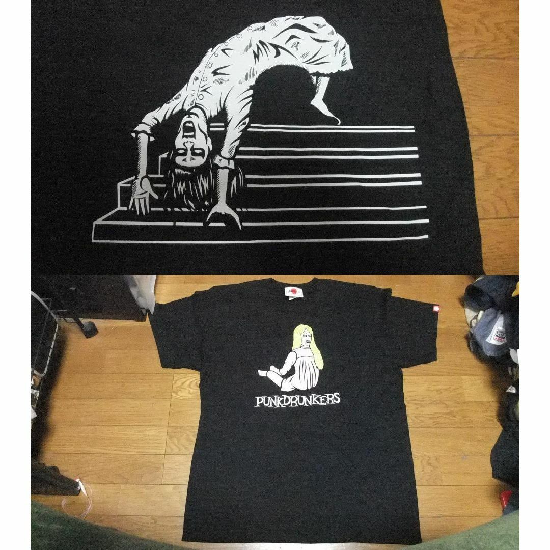 PUNK DRUNKERS - 未使用 punkdrunkers ブリッジ 階段 少女 Tシャツ 黒 PUNK DRUNKERS - 未使用 punkdrunkers ブリッジ 階段 少女 Tシャツ 黒