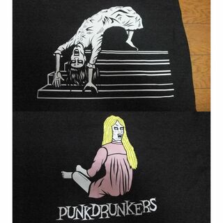 パンクドランカーズ(PUNK DRUNKERS)の未使用 punkdrunkers ブリッジ 階段 少女 Tシャツ 黒 XXL(Tシャツ/カットソー(半袖/袖なし))