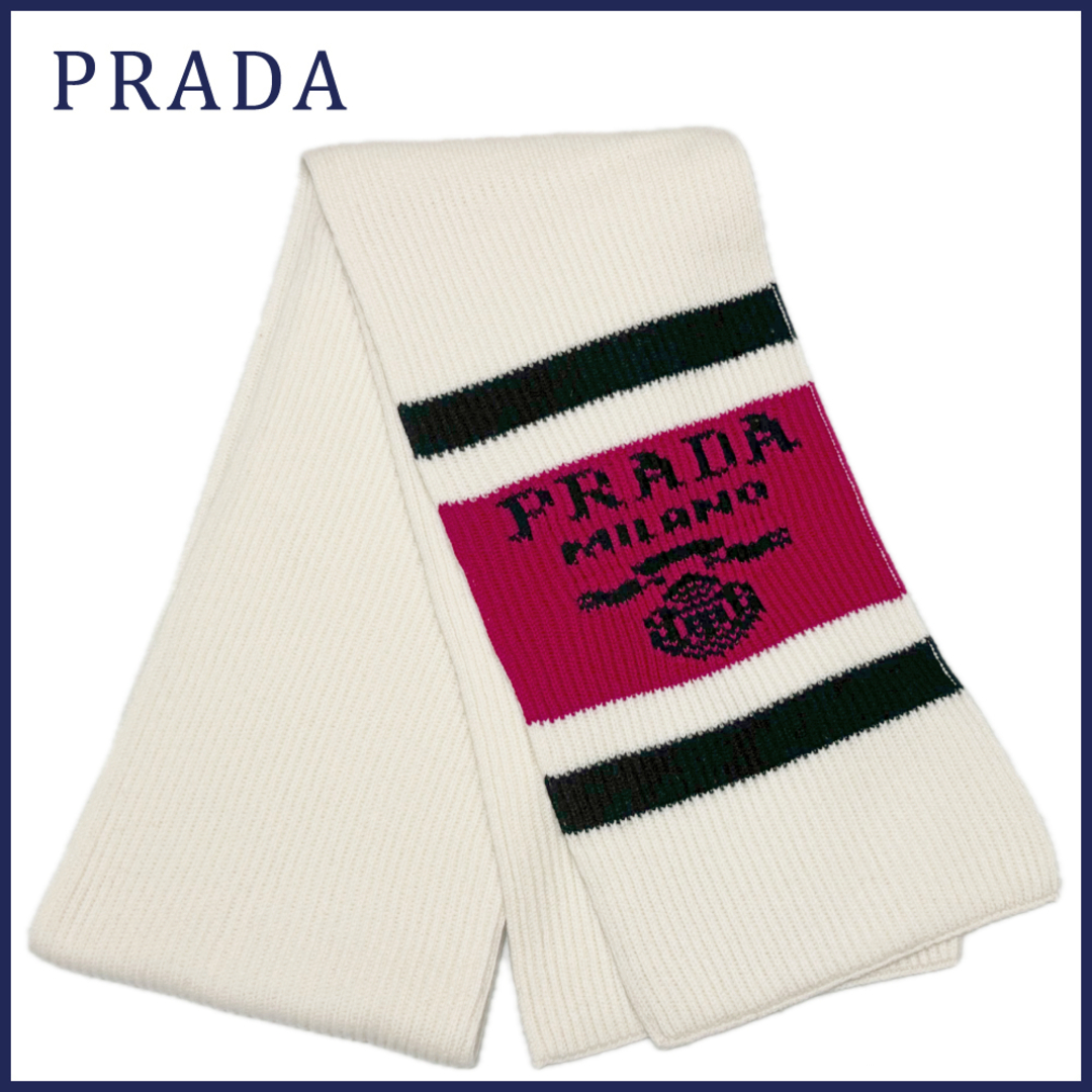 PRADA(プラダ)の新品プラダ　カシミア100％　厚手　ニットマフラー　白　PRADA メンズのファッション小物(マフラー)の商品写真