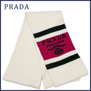 プラダ(PRADA)の新品プラダ　カシミア100％　厚手　ニットマフラー　白　PRADA(マフラー)