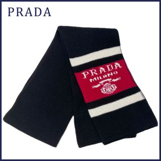 プラダ(PRADA)の新品プラダ　カシミア100％　厚手　ニットマフラー　黒　PRADA(マフラー)