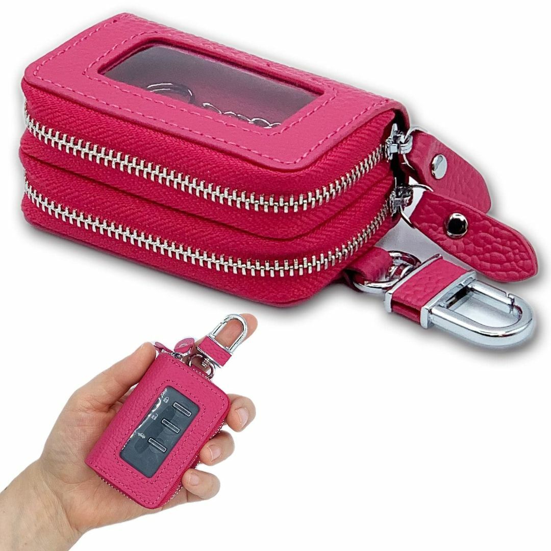 【色: ピンク】[TOMOTHY] スマートキーケース 2個収納 ダブルファスナ メンズのバッグ(その他)の商品写真