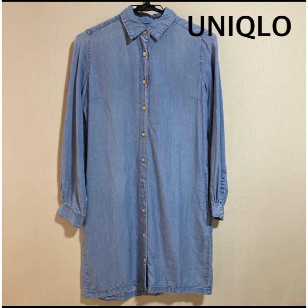 UNIQLO(ユニクロ)のUNIQLO デニムワンピース　チェック　ボーダー レディースのトップス(シャツ/ブラウス(長袖/七分))の商品写真