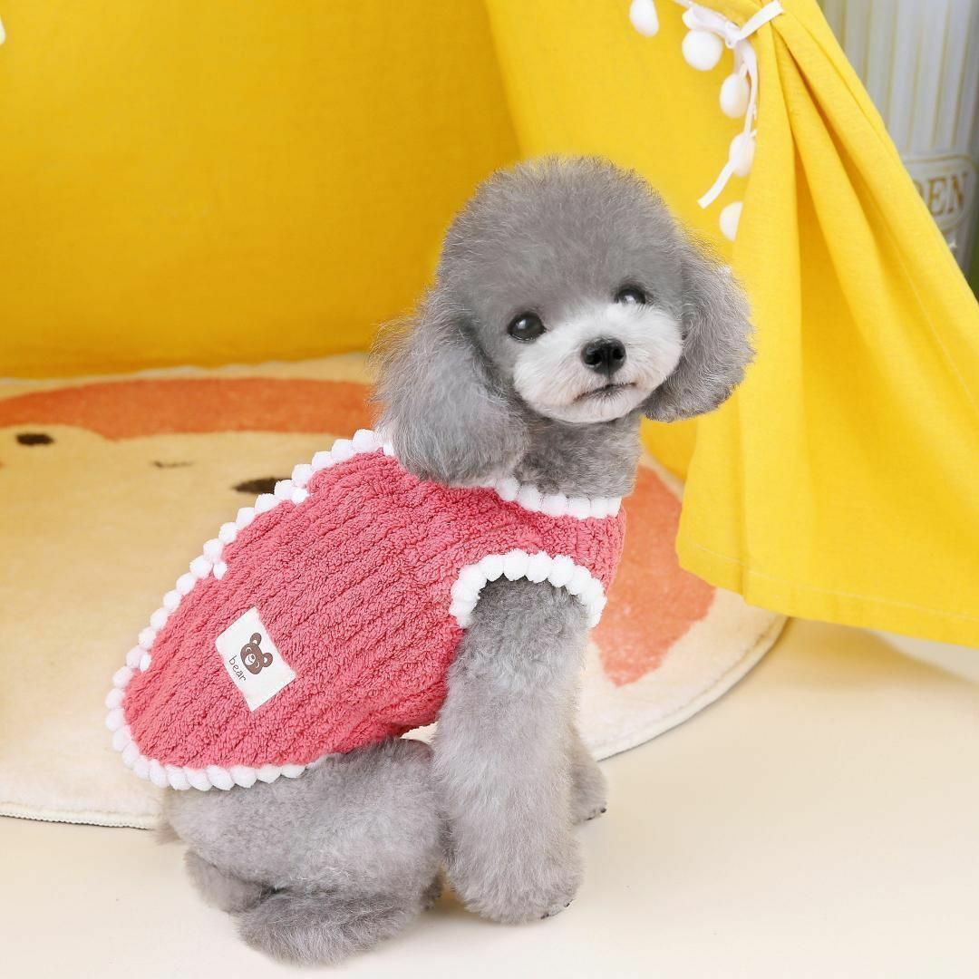 S　ドッグウェア　ブラウン　スナップ　背中ボタン　防寒　新品 犬服　もこもこ その他のペット用品(犬)の商品写真