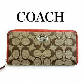 コーチ(COACH)のCOACH コーチ シグネチャー ラウンドジップ レッド YL7(財布)