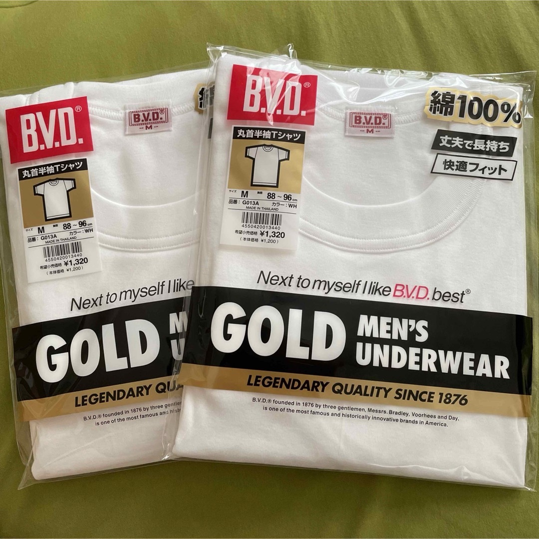 B.V.D(ビーブイディー)の【BVD GOLD】丈夫で長持ち❣️メンズ　丸首　肌着《M》2枚 SBV-6CF メンズのアンダーウェア(その他)の商品写真