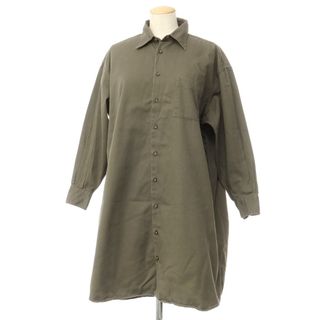 インディヴィジュアライズドシャツ(INDIVIDUALIZED SHIRTS)の【中古】インディビジュアライズドシャツ INDIVIDUALIZED SHIRTS コットン シャツワンピース オリーブ【サイズ表記なし（L位）】【レディース】(ひざ丈ワンピース)