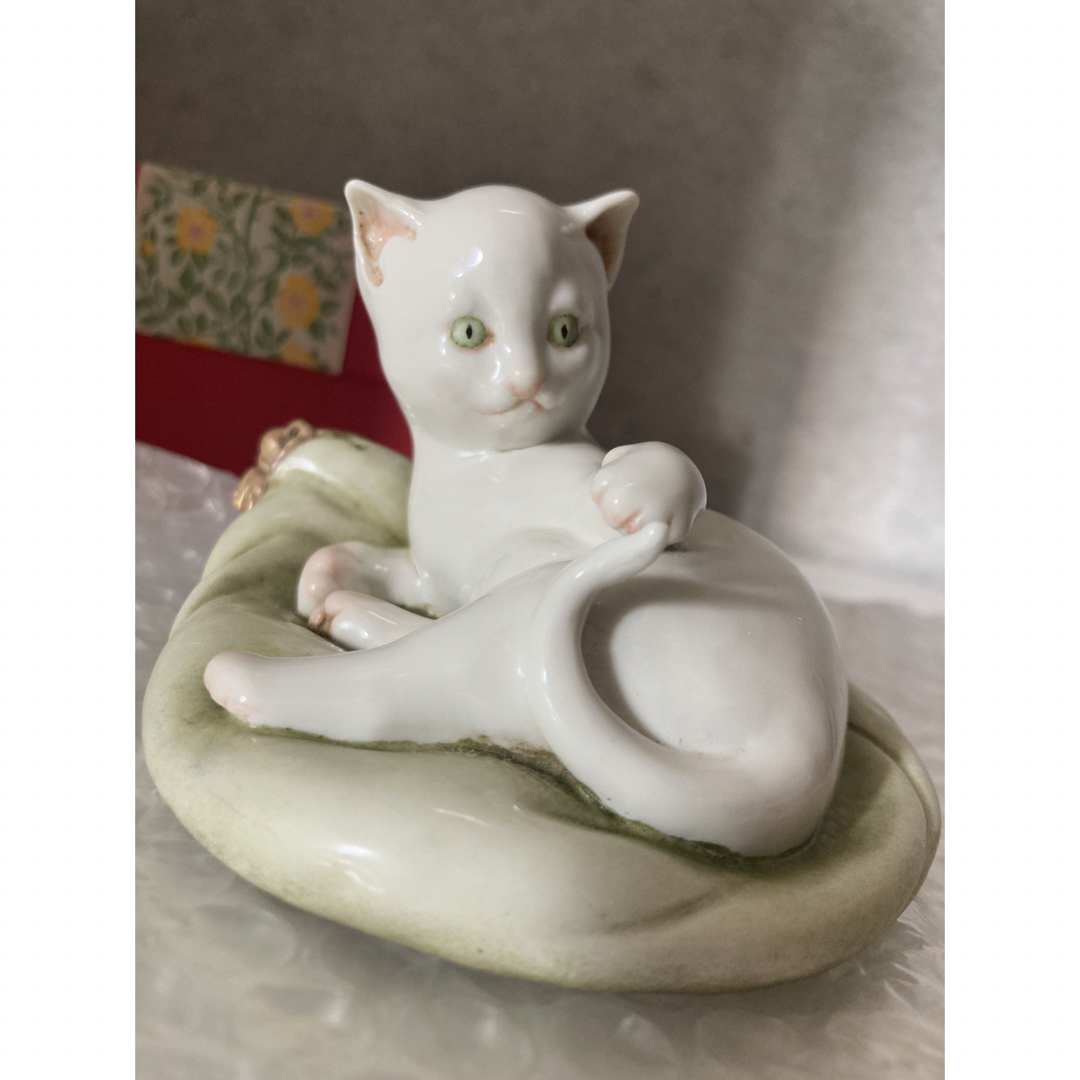 猫置物 アンティーク しろねこ 猫置物 アンティーク しろねこ