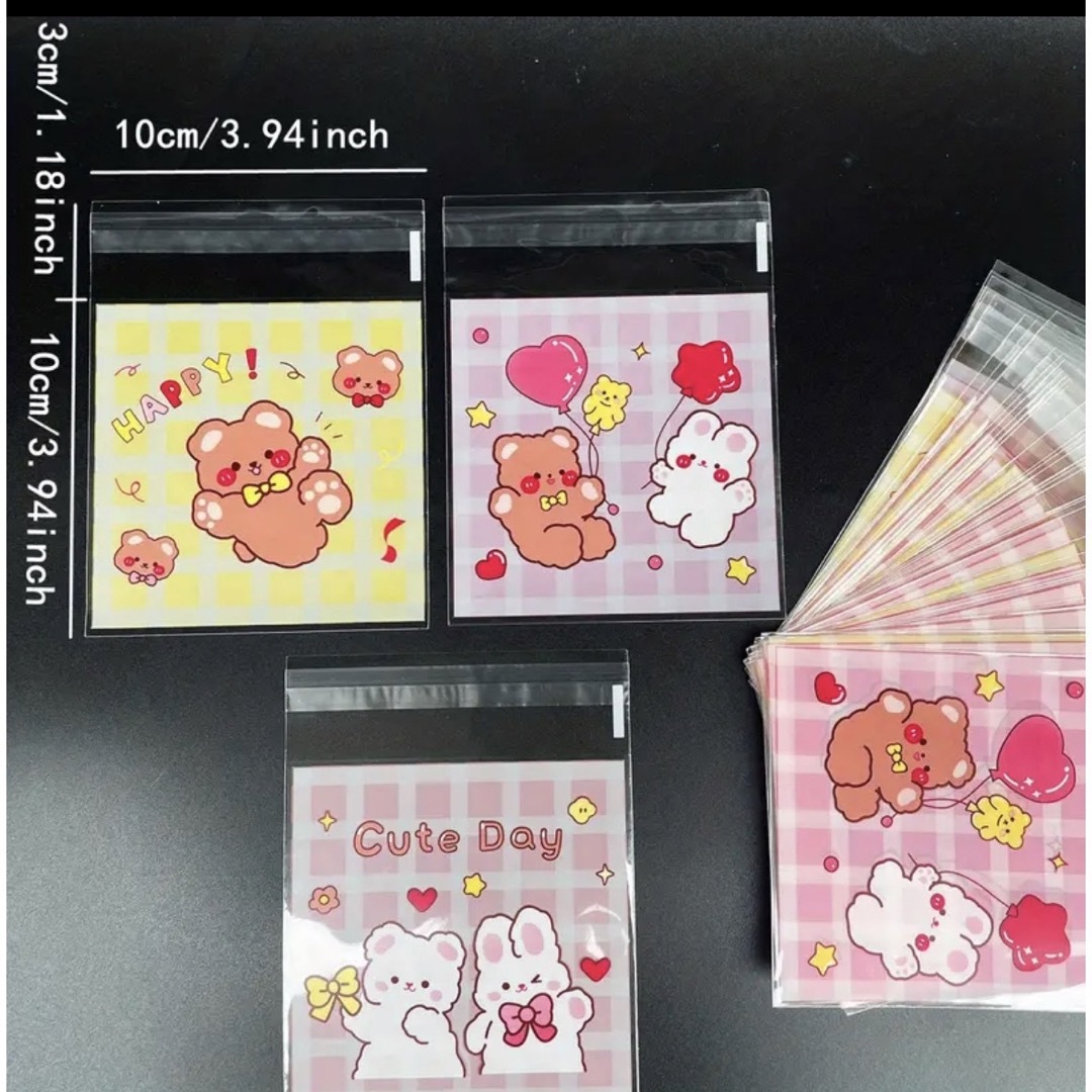 OPP袋　袋　粘着テープ　海外　可愛い　韓国　キャラクター　ラッピング インテリア/住まい/日用品のオフィス用品(ラッピング/包装)の商品写真