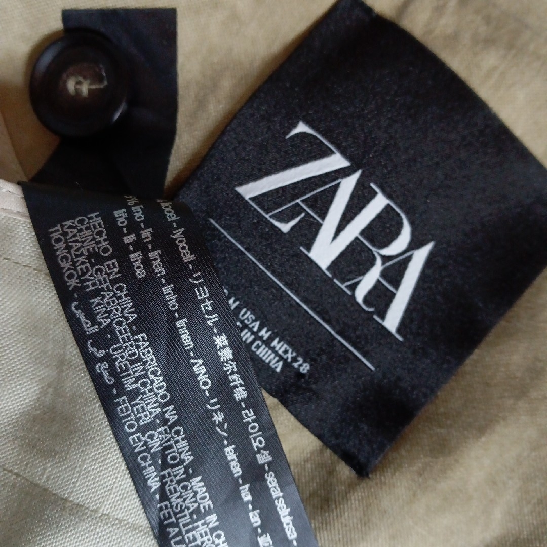 ZARA(ザラ)の美品 ザラ リネンブレンド スプリングコート タイダイ柄 ロング 羽織り レディースのジャケット/アウター(スプリングコート)の商品写真