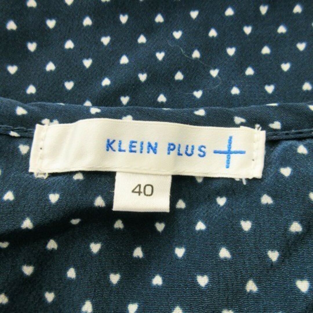 KLEIN PLUS(クランプリュス)のクランプリュス ワンピース ひざ丈 Vネック 半袖 ハート ドット 40 紺 レディースのワンピース(ひざ丈ワンピース)の商品写真